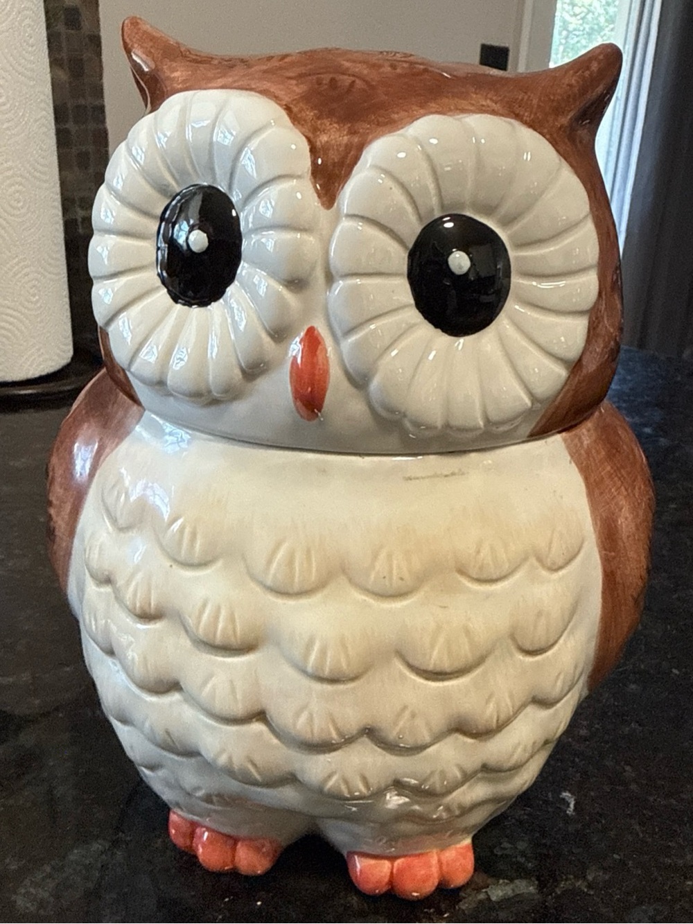 Vintage Better Homes And Gardens Brown and White Ceramic Owl Cookie Canister